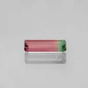 0.64캐럿 천연 바이컬러 투르말린, 에메랄드 컷, 9.1×3.1 mm, VS-SI