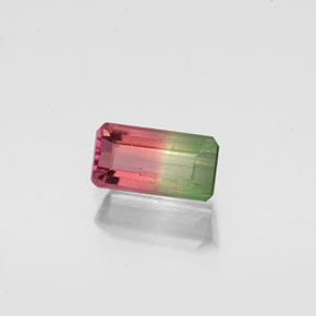 0.72캐럿 천연 워터멜론 투르말린, 에메랄드 컷, 7×3.7 mm, SI