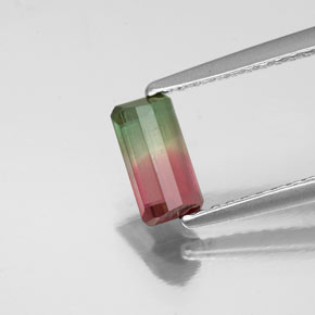 0.72캐럿 천연 워터멜론 투르말린, 에메랄드 컷, 7×3.7 mm, SI
