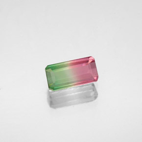 0.76캐럿 천연 워터멜론 투르말린, 에메랄드 컷, 7×3.6 mm, VS