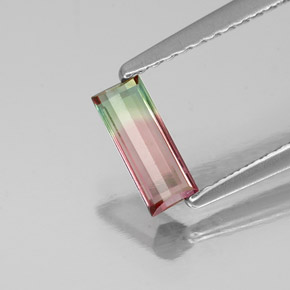 0.39캐럿 천연 워터멜론 투르말린, 바게트, 7.1×2.9 mm, VS