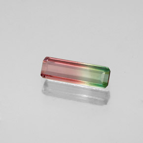 0.52캐럿 천연 워터멜론 투르말린, 에메랄드 컷, 8.8×2.8 mm, VS