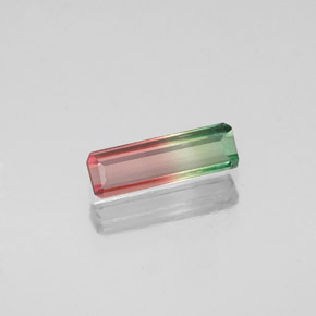 0.52캐럿 천연 워터멜론 투르말린, 에메랄드 컷, 8.8×2.8 mm, VS