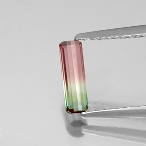 0.52캐럿 천연 워터멜론 투르말린, 에메랄드 컷, 8.8×2.8 mm, VS
