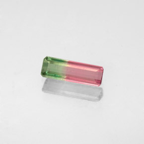 0.49캐럿 천연 바이컬러 투르말린, 에메랄드 컷, 8.3×2.8 mm, VS