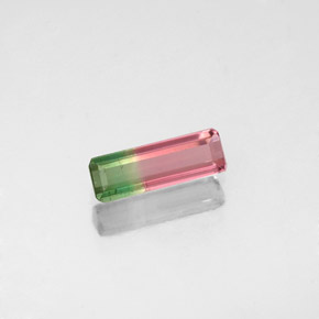 0.49캐럿 천연 바이컬러 투르말린, 에메랄드 컷, 8.3×2.8 mm, VS
