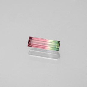0.32캐럿 천연 워터멜론 투르말린, 바게트, 7.2×2.3 mm, VS-SI