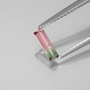 0.32캐럿 천연 워터멜론 투르말린, 바게트, 7.2×2.3 mm, VS-SI