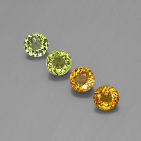 캐럿 천연 옐로우 그린 투르말린 보석, 라운드 컷, 4.85 mm, VS
