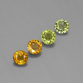 캐럿 천연 옐로우 그린 투르말린 보석, 라운드 컷, 4.85 mm, VS