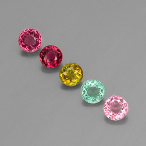캐럿 천연 멀티컬러 투르말린 보석, 라운드 컷, 4.46 mm, VVS-VS