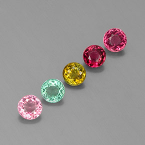 캐럿 천연 멀티컬러 투르말린 보석, 라운드 컷, 4.46 mm, VVS-VS