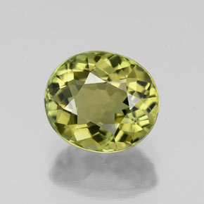 1.76캐럿 천연 노란빛 그린 투르말린, 타원형 컷, 7.9×6.9 mm, VVS