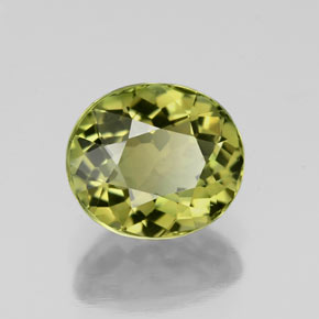 1.76캐럿 천연 노란빛 그린 투르말린, 타원형 컷, 7.9×6.9 mm, VVS