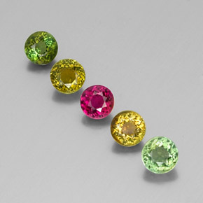 캐럿 천연 멀티컬러 투르말린 보석, 라운드 컷, 4.27 mm, VS