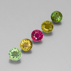 캐럿 천연 멀티컬러 투르말린 보석, 라운드 컷, 4.27 mm, VS