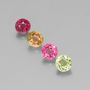 캐럿 천연 멀티컬러 투르말린 보석, 라운드 컷, 4.42 mm, VS