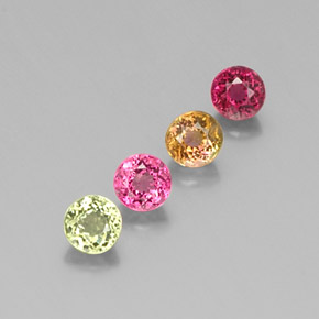 캐럿 천연 멀티컬러 투르말린 보석, 라운드 컷, 4.42 mm, VS