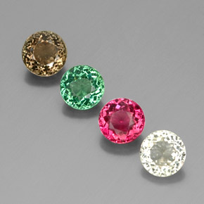 캐럿 천연 멀티컬러 투르말린 보석, 라운드 컷, 5.56 mm, VS