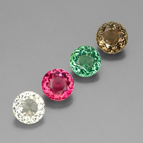 캐럿 천연 멀티컬러 투르말린 보석, 라운드 컷, 5.56 mm, VS