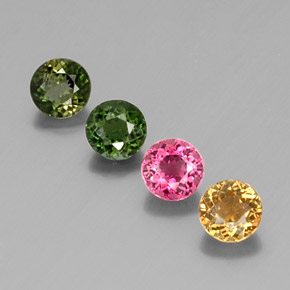캐럿 천연 멀티컬러 투르말린 보석, 라운드 컷, 4.68 mm, VS