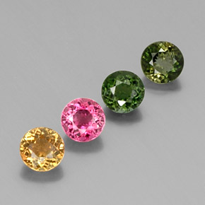 캐럿 천연 멀티컬러 투르말린 보석, 라운드 컷, 4.68 mm, VS