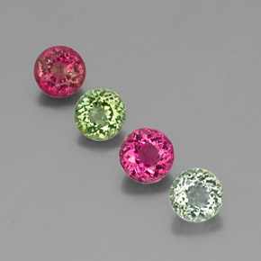 캐럿 천연 멀티컬러 투르말린 보석, 라운드 컷, 5.07 mm, VVS-VS