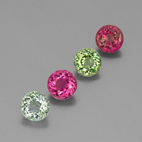 캐럿 천연 멀티컬러 투르말린 보석, 라운드 컷, 5.07 mm, VVS-VS