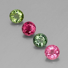 캐럿 천연 멀티컬러 투르말린 보석, 라운드 컷, 4.62 mm, VVS-VS