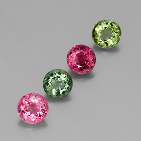 캐럿 천연 멀티컬러 투르말린 보석, 라운드 컷, 4.62 mm, VVS-VS