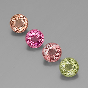 캐럿 천연 멀티컬러 투르말린 보석, 라운드 컷, 4.70 mm, VVS-VS