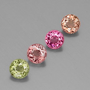 캐럿 천연 멀티컬러 투르말린 보석, 라운드 컷, 4.70 mm, VVS-VS