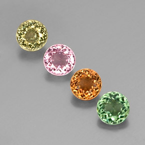 캐럿 천연 멀티컬러 투르말린 보석, 라운드 컷, 4.81 mm, VVS-VS