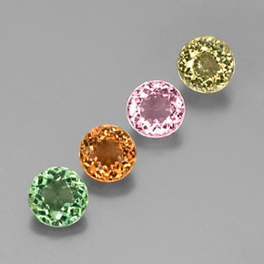 캐럿 천연 멀티컬러 투르말린 보석, 라운드 컷, 4.81 mm, VVS-VS