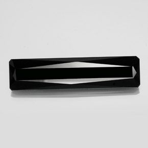 22.19캐럿 천연 검정색 투르말린, 에메랄드 컷, 40.8×9.8 mm, 불투명체