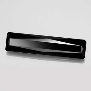 22.19캐럿 천연 검정색 투르말린, 에메랄드 컷, 40.8×9.8 mm, 불투명체
