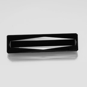 21.37캐럿 천연 검정색 투르말린, 에메랄드 컷, 35.6×9.1 mm, 불투명체