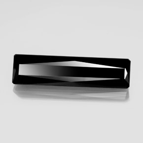 21.37캐럿 천연 검정색 투르말린, 에메랄드 컷, 35.6×9.1 mm, 불투명체