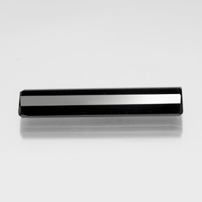 13.19캐럿 천연 검정색 투르말린, 에메랄드 컷, 33.6×7.4 mm, 불투명체