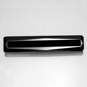 37.68캐럿 천연 검정색 투르말린, 에메랄드 컷, 52.4×10.7 mm, 불투명체