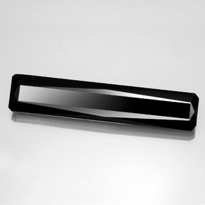 37.68캐럿 천연 검정색 투르말린, 에메랄드 컷, 52.4×10.7 mm, 불투명체
