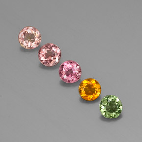 캐럿 천연 멀티컬러 투르말린 보석, 라운드 컷, 4.45 mm, VVS-VS