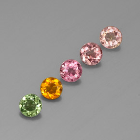 캐럿 천연 멀티컬러 투르말린 보석, 라운드 컷, 4.45 mm, VVS-VS