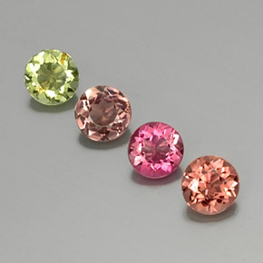 캐럿 천연 멀티컬러 투르말린 보석, 라운드 컷, 4.82 mm, VVS-VS