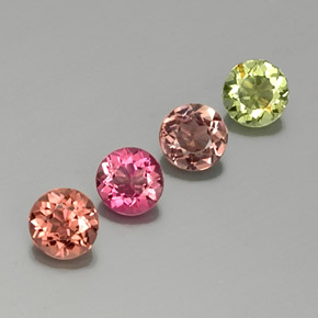 캐럿 천연 멀티컬러 투르말린 보석, 라운드 컷, 4.82 mm, VVS-VS