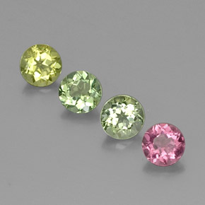 캐럿 천연 멀티컬러 투르말린 보석, 라운드 컷, 4.68 mm, VVS-VS
