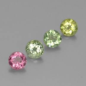 캐럿 천연 멀티컬러 투르말린 보석, 라운드 컷, 4.68 mm, VVS-VS