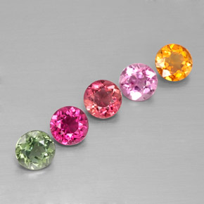 캐럿 천연 멀티컬러 투르말린 보석, 라운드 컷, 4.48 mm, VS