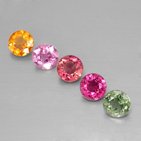 캐럿 천연 멀티컬러 투르말린 보석, 라운드 컷, 4.48 mm, VS