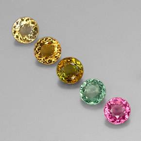 캐럿 천연 멀티컬러 투르말린 보석, 라운드 컷, 4.71 mm, VVS-VS